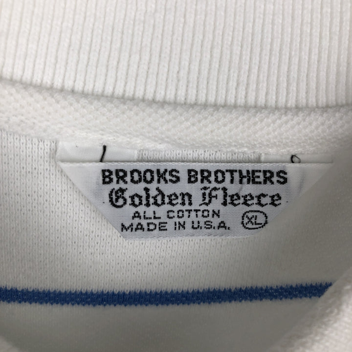 Brooks Brothers Golden Fleece Short-Sleeve Striped Polo Shirt, Made in USA, Men's Size XL (approx.) cotton white type Vintage Second Hand