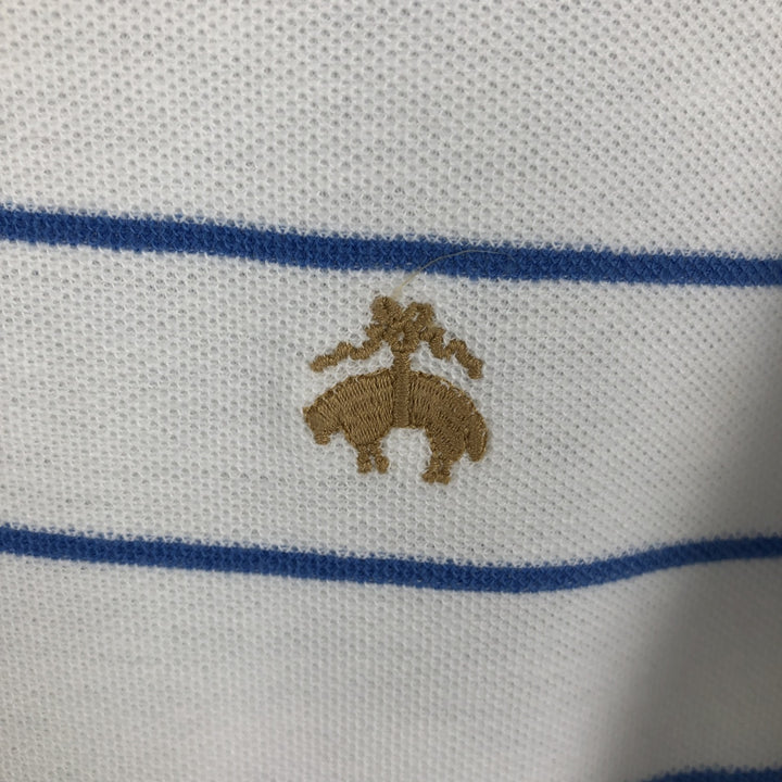 Brooks Brothers Golden Fleece Short-Sleeve Striped Polo Shirt, Made in USA, Men's Size XL (approx.) cotton white type Vintage Second Hand