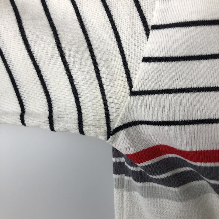 1980s-era Adidas Trefoil logo short-sleeved striped polo shirt, men's size S equivalent, vintage. unclear white type Vintage Second Hand
