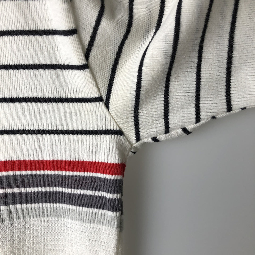 1980s-era Adidas Trefoil logo short-sleeved striped polo shirt, men's size S equivalent, vintage. unclear white type Vintage Second Hand