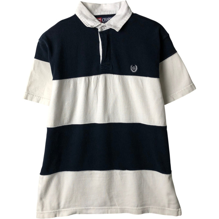 Ralph Lauren CHAPS Short-Sleeve Striped Polo Shirt, Men's Size M (approx.) cotton black type Vintage Second Hand