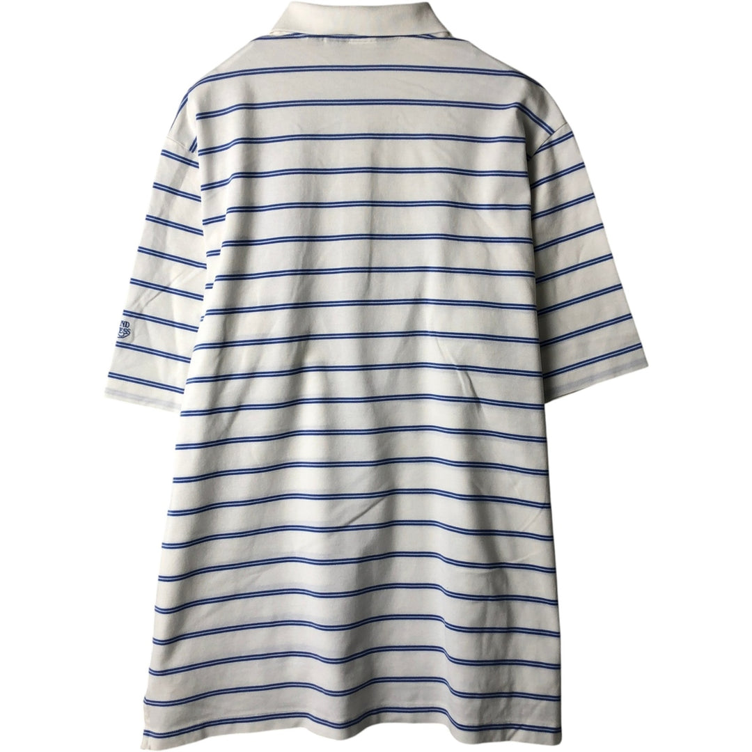 Ralph Lauren POLO GOLF Multi-border short sleeve striped polo shirt, men's size L Pima Cotton white type Vintage Second Hand