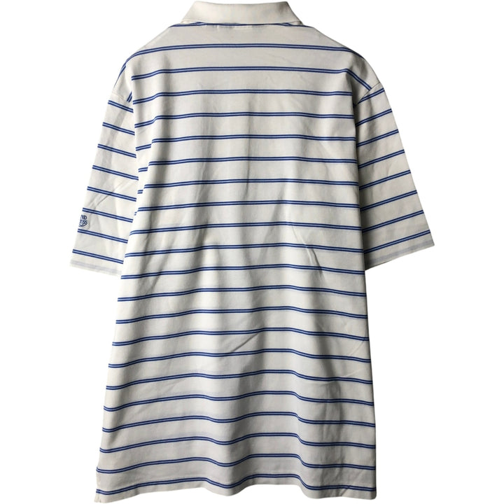 Ralph Lauren POLO GOLF Multi-border short sleeve striped polo shirt, men's size L Pima Cotton white type Vintage Second Hand