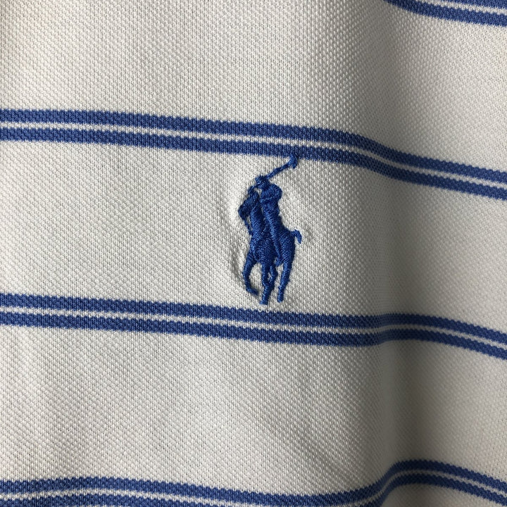 Ralph Lauren POLO GOLF Multi-border short sleeve striped polo shirt, men's size L Pima Cotton white type Vintage Second Hand