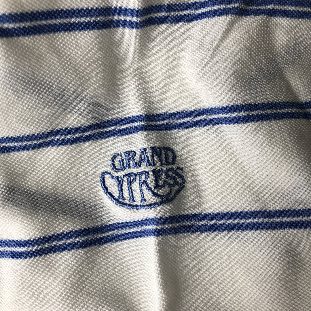Ralph Lauren POLO GOLF Multi-border short sleeve striped polo shirt, men's size L Pima Cotton white type Vintage Second Hand