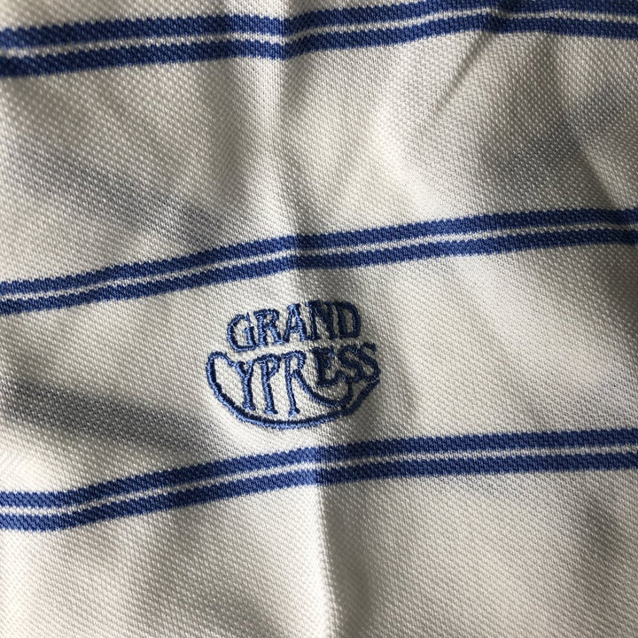 Ralph Lauren POLO GOLF Multi-border short sleeve striped polo shirt, men's size L Pima Cotton white type Vintage Second Hand