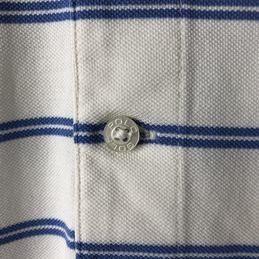 Ralph Lauren POLO GOLF Multi-border short sleeve striped polo shirt, men's size L Pima Cotton white type Vintage Second Hand