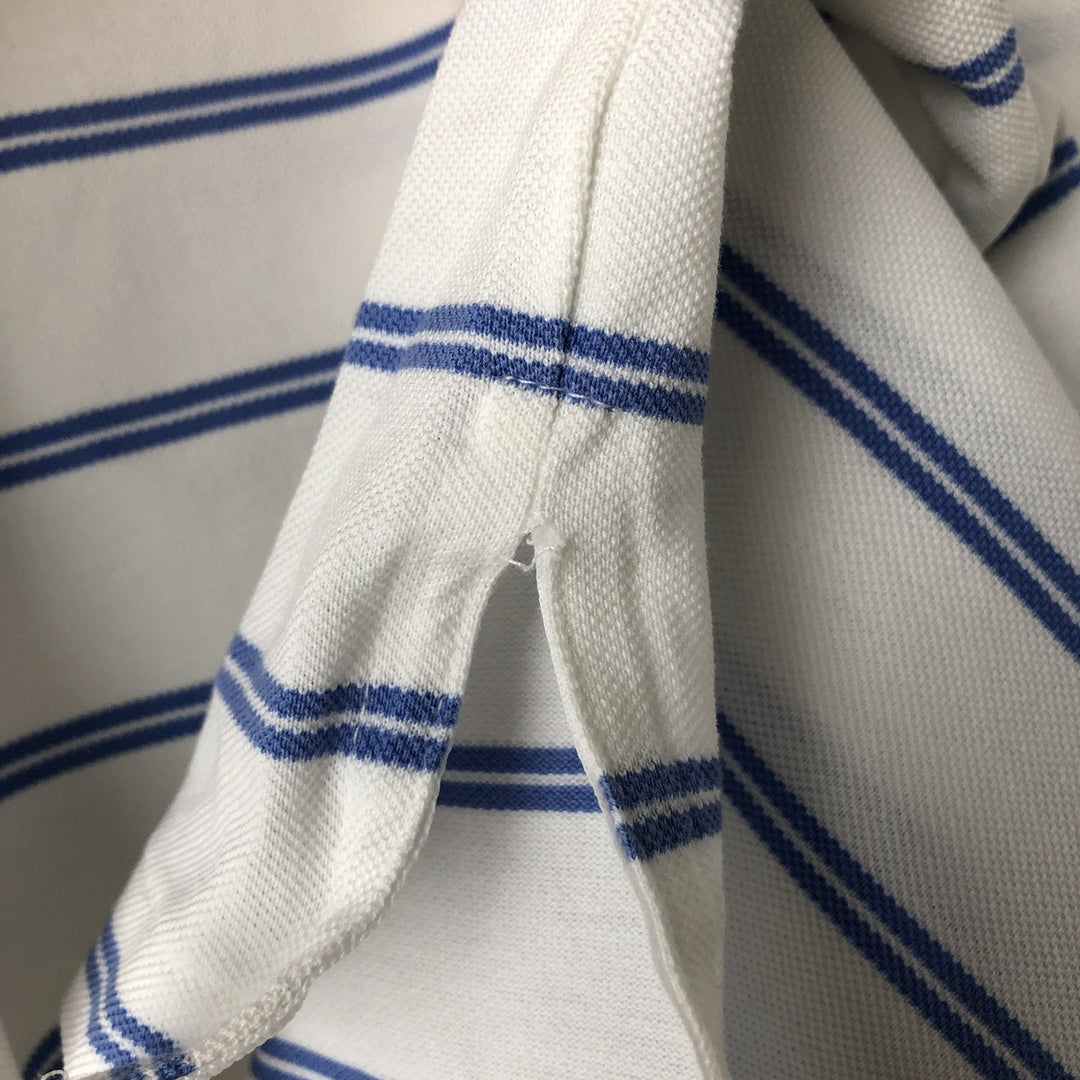 Ralph Lauren POLO GOLF Multi-border short sleeve striped polo shirt, men's size L Pima Cotton white type Vintage Second Hand