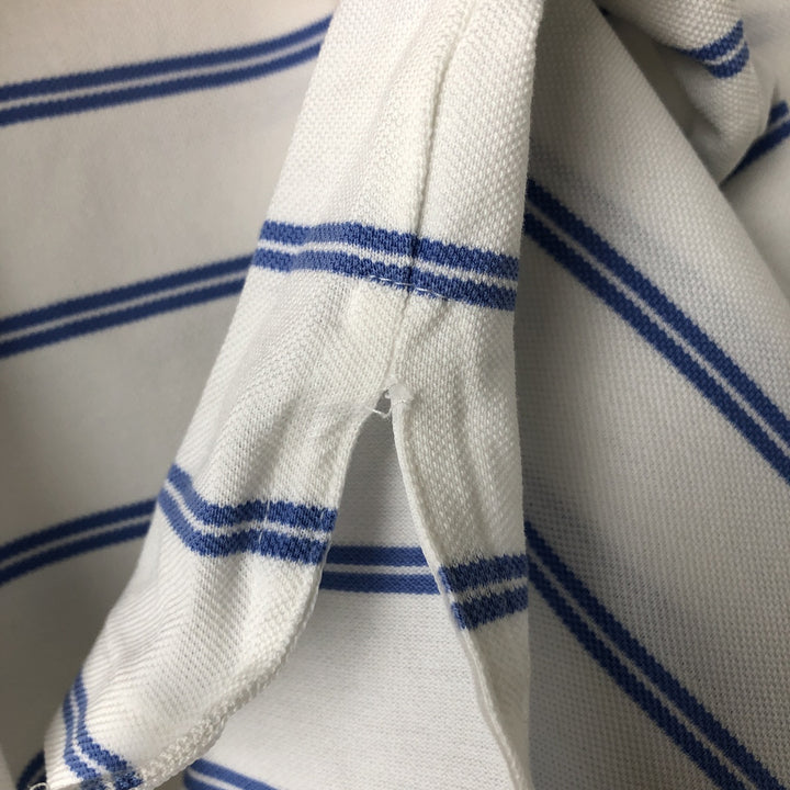 Ralph Lauren POLO GOLF Multi-border short sleeve striped polo shirt, men's size L Pima Cotton white type Vintage Second Hand