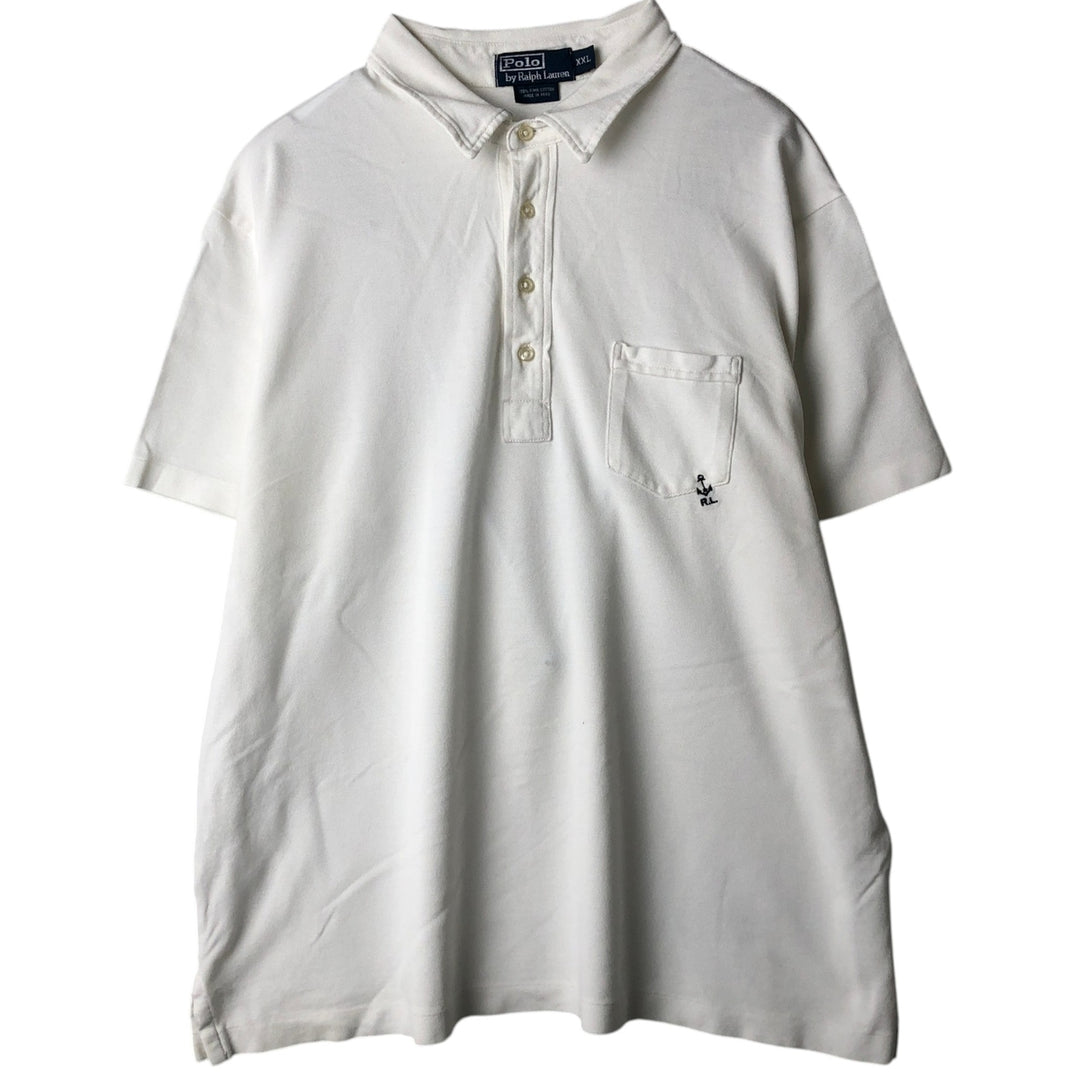 Ralph Lauren POLO by Ralph Lauren short sleeve polo shirt, men's size XXL Pima Cotton white type Vintage Second Hand