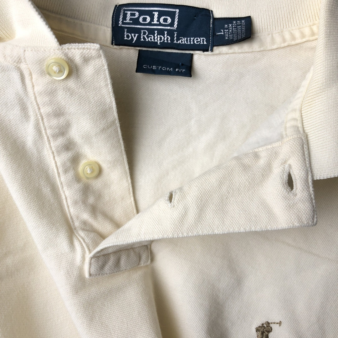 Ralph Lauren POLO by Ralph Lauren short sleeve polo shirt, men's size L cotton Beige type Vintage Second Hand
