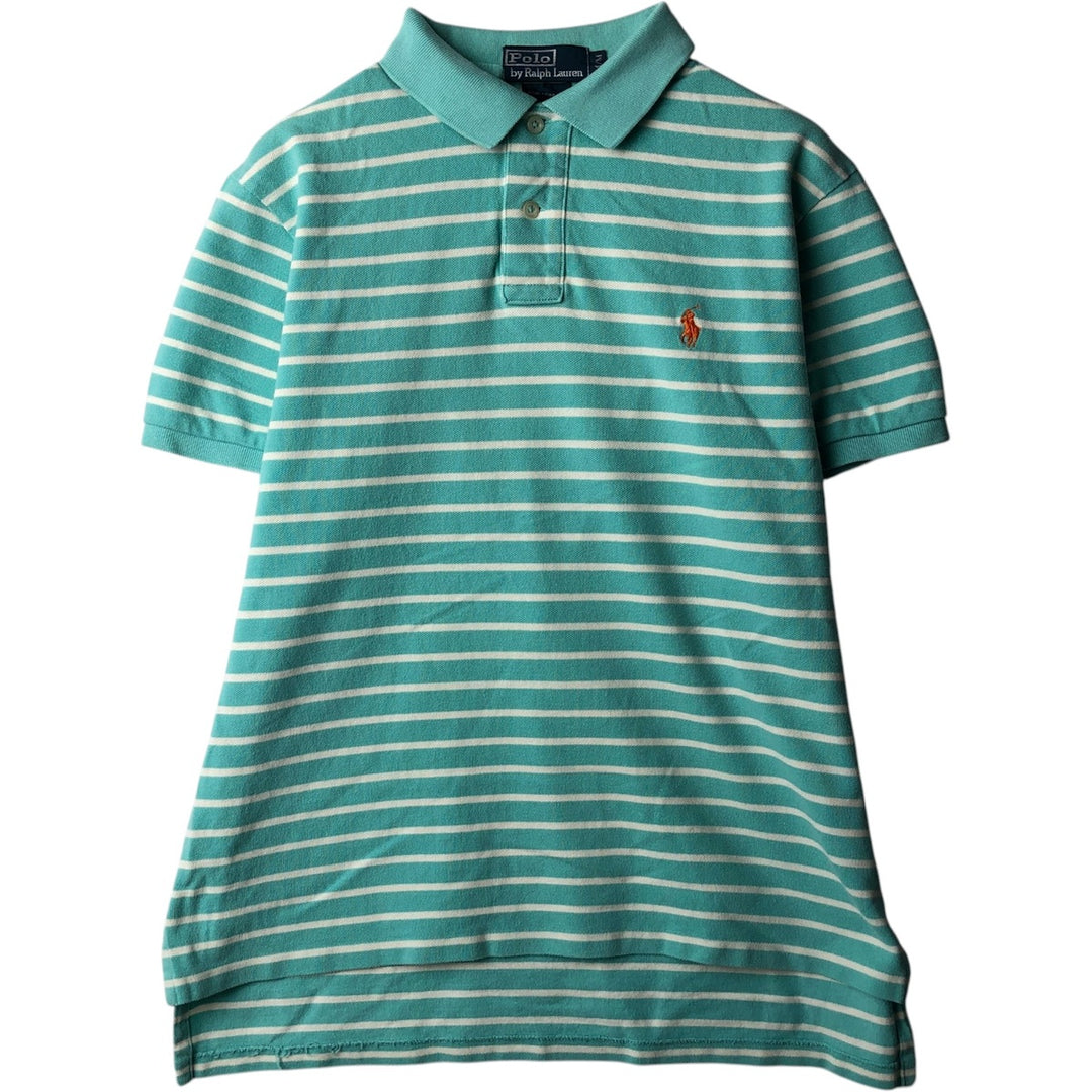Ralph Lauren POLO by Ralph Lauren CUSTOM FIT Multi-border short sleeve border polo shirt Men's M size cotton Emerald green Vintage Second Hand