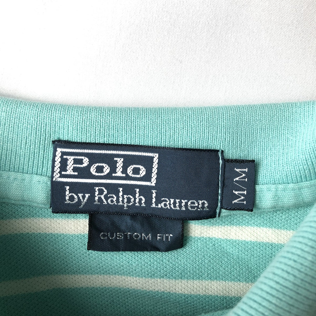 Ralph Lauren POLO by Ralph Lauren CUSTOM FIT Multi-border short sleeve border polo shirt Men's M size cotton Emerald green Vintage Second Hand