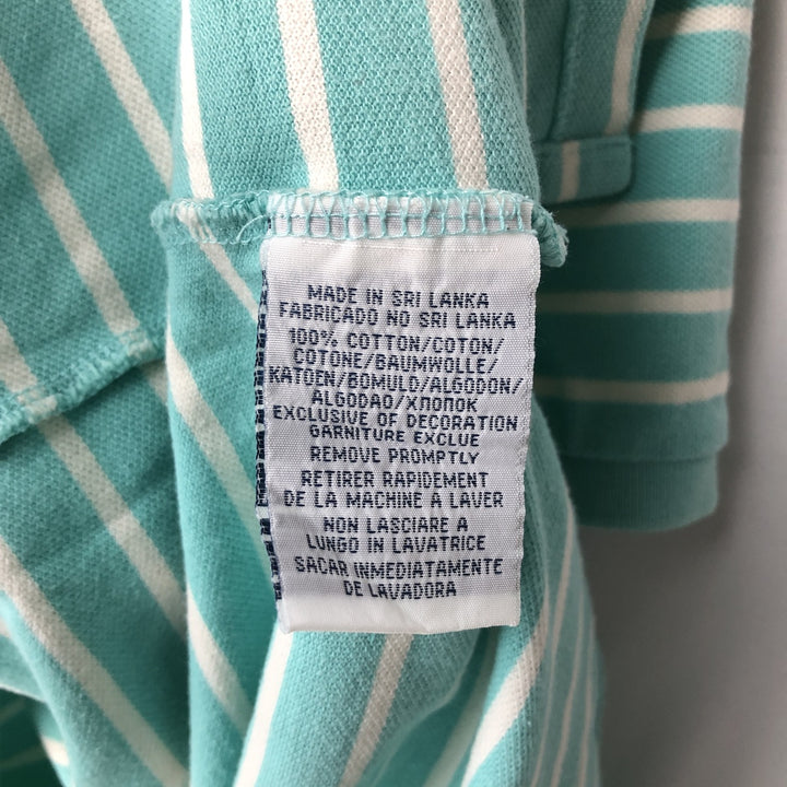 Ralph Lauren POLO by Ralph Lauren CUSTOM FIT Multi-border short sleeve border polo shirt Men's M size cotton Emerald green Vintage Second Hand