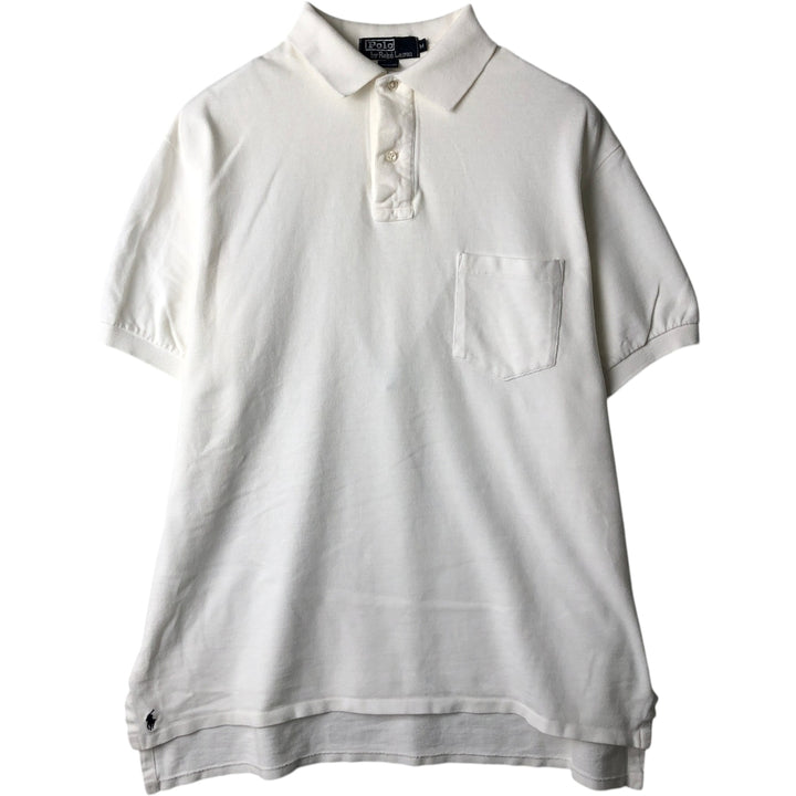~90'S Ralph Lauren POLO by Ralph Lauren Short-Sleeve Polo Shirt, Made in USA, Men's Size M (Equivalent), Vintage cotton white type Vintage Second Hand