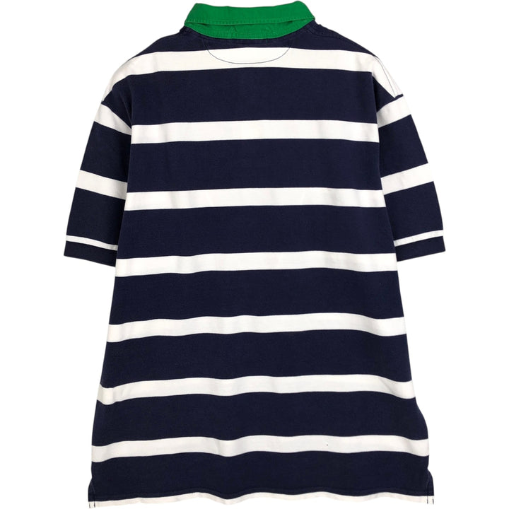 Ralph Lauren POLO by Ralph Lauren Multi-border short sleeve striped polo shirt Men's XL size cotton navy blue type Vintage Second Hand