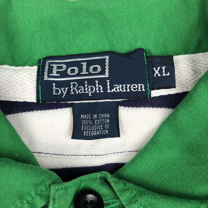 Ralph Lauren POLO by Ralph Lauren Multi-border short sleeve striped polo shirt Men's XL size cotton navy blue type Vintage Second Hand