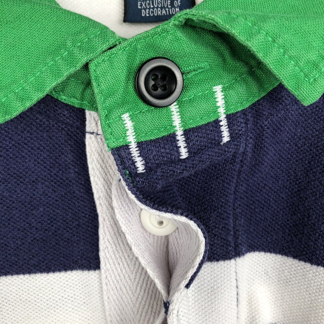 Ralph Lauren POLO by Ralph Lauren Multi-border short sleeve striped polo shirt Men's XL size cotton navy blue type Vintage Second Hand