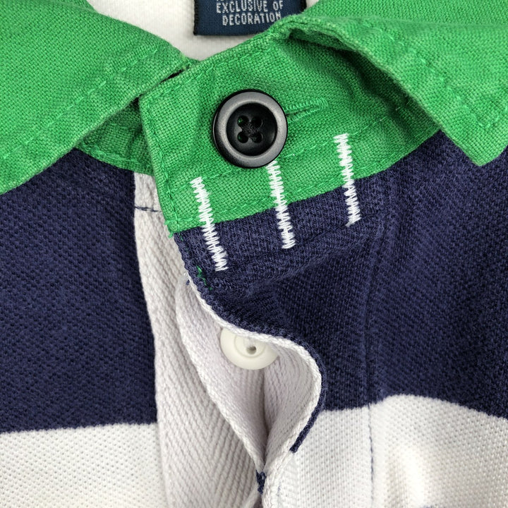 Ralph Lauren POLO by Ralph Lauren Multi-border short sleeve striped polo shirt Men's XL size cotton navy blue type Vintage Second Hand