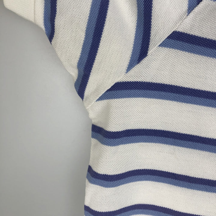 Ralph Lauren POLO by Ralph Lauren Multi-border short sleeve striped polo shirt Men's size L Pima Cotton white type Vintage Second Hand
