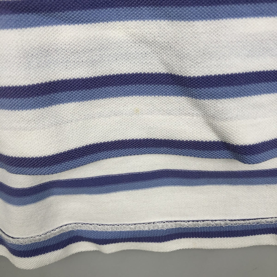 Ralph Lauren POLO by Ralph Lauren Multi-border short sleeve striped polo shirt Men's size L Pima Cotton white type Vintage Second Hand