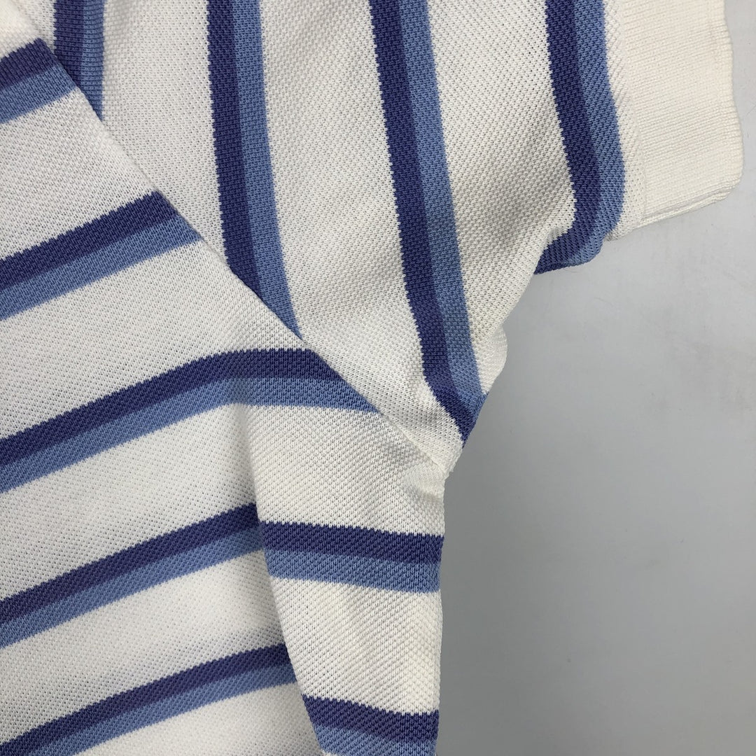 Ralph Lauren POLO by Ralph Lauren Multi-border short sleeve striped polo shirt Men's size L Pima Cotton white type Vintage Second Hand