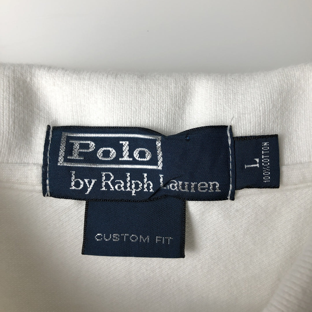 Ralph Lauren POLO by Ralph Lauren CUSTOM FIT short sleeve polo shirt, men's size L cotton white type Vintage Second Hand