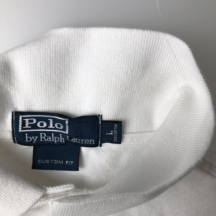 Ralph Lauren POLO by Ralph Lauren CUSTOM FIT short sleeve polo shirt, men's size L cotton white type Vintage Second Hand