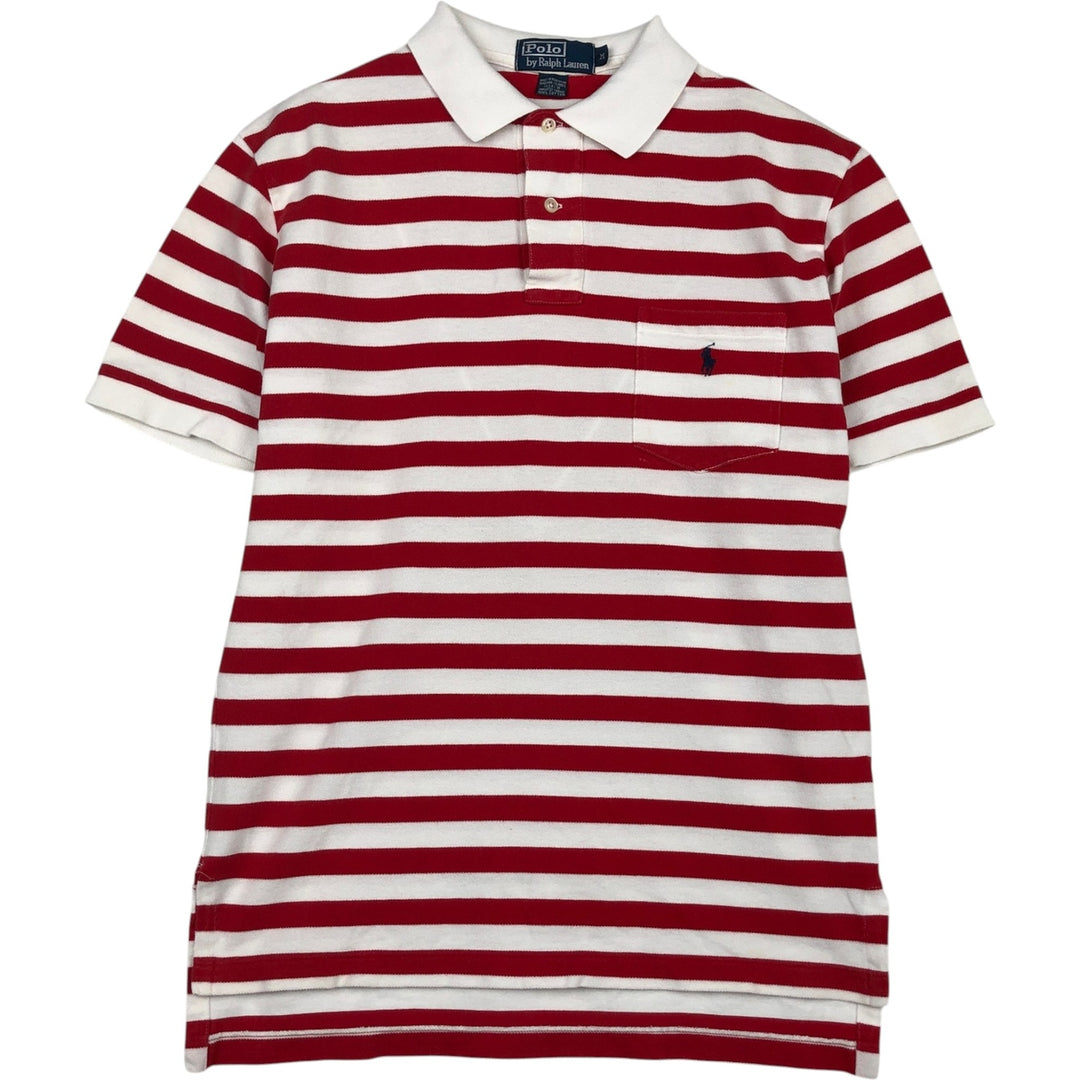 Ralph Lauren POLO by Ralph Lauren short sleeve striped polo shirt, men's size M cotton red type Vintage Second Hand