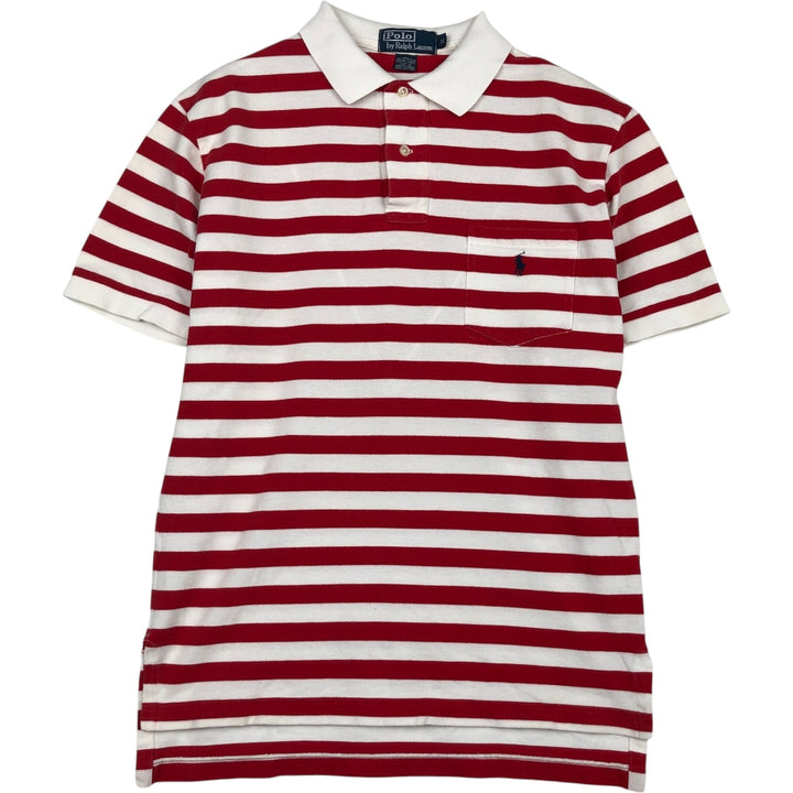 Ralph Lauren POLO by Ralph Lauren short sleeve striped polo shirt, men's size M cotton red type Vintage Second Hand
