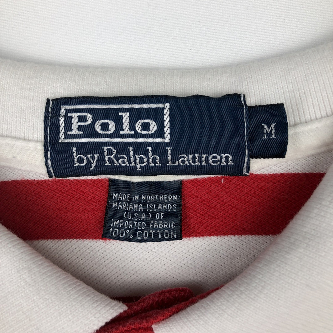 Ralph Lauren POLO by Ralph Lauren short sleeve striped polo shirt, men's size M cotton red type Vintage Second Hand