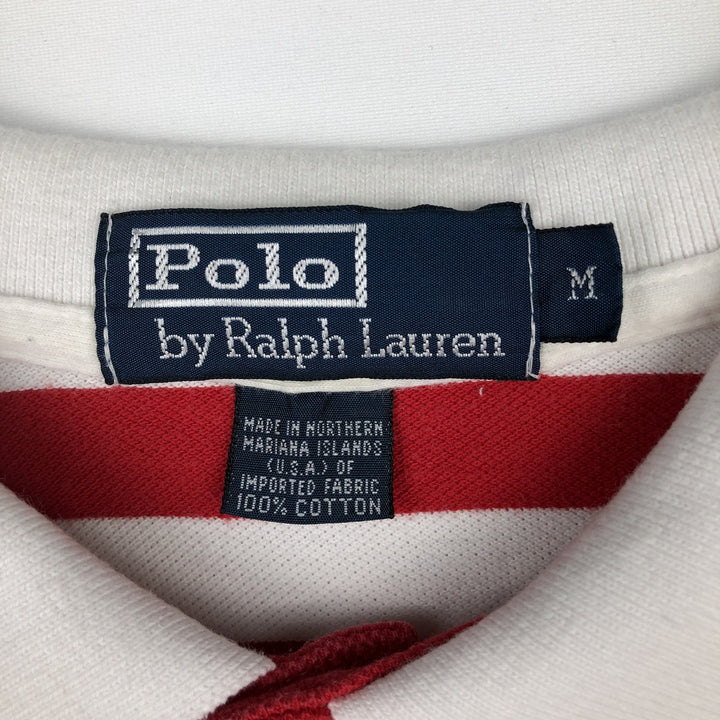 Ralph Lauren POLO by Ralph Lauren short sleeve striped polo shirt, men's size M cotton red type Vintage Second Hand