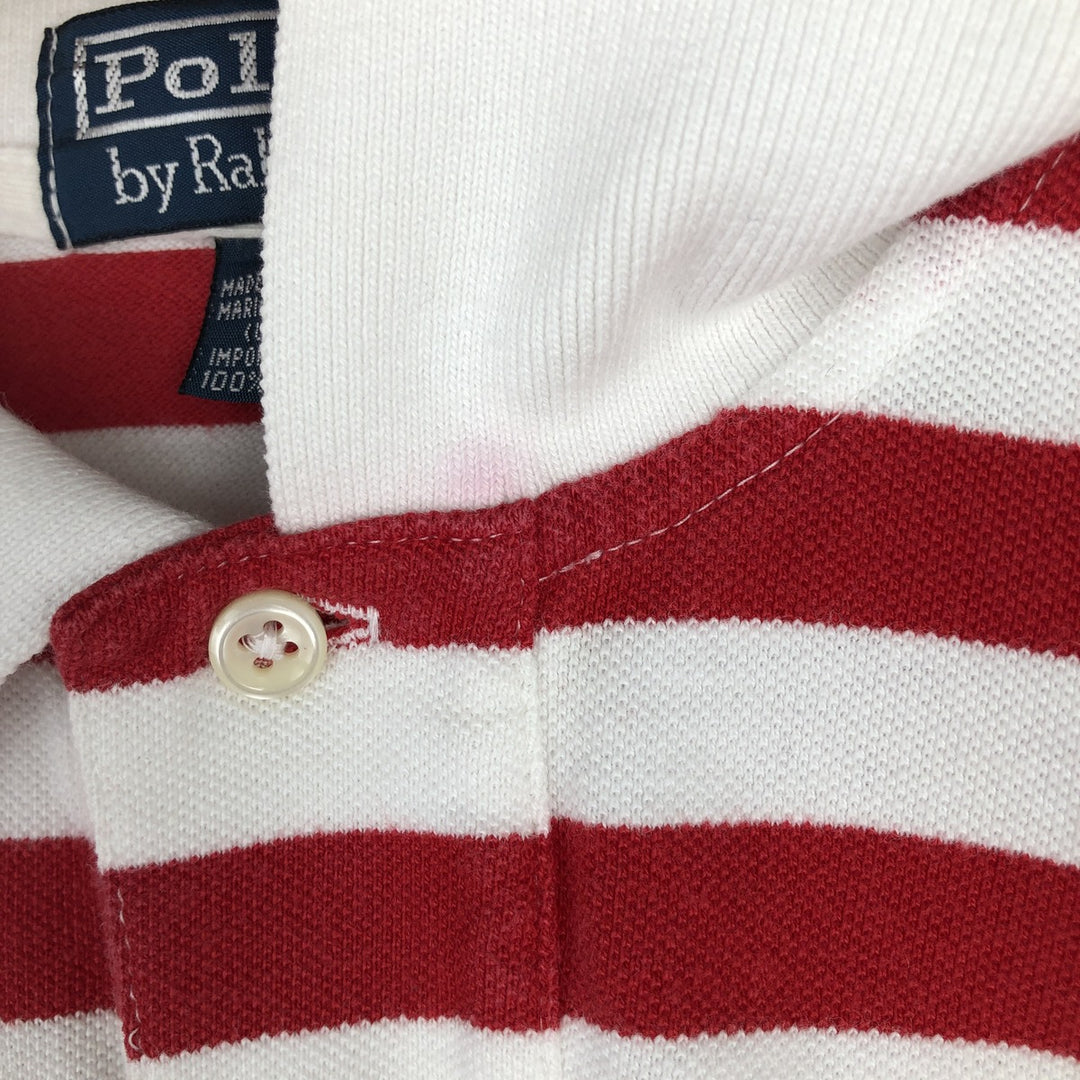 Ralph Lauren POLO by Ralph Lauren short sleeve striped polo shirt, men's size M cotton red type Vintage Second Hand