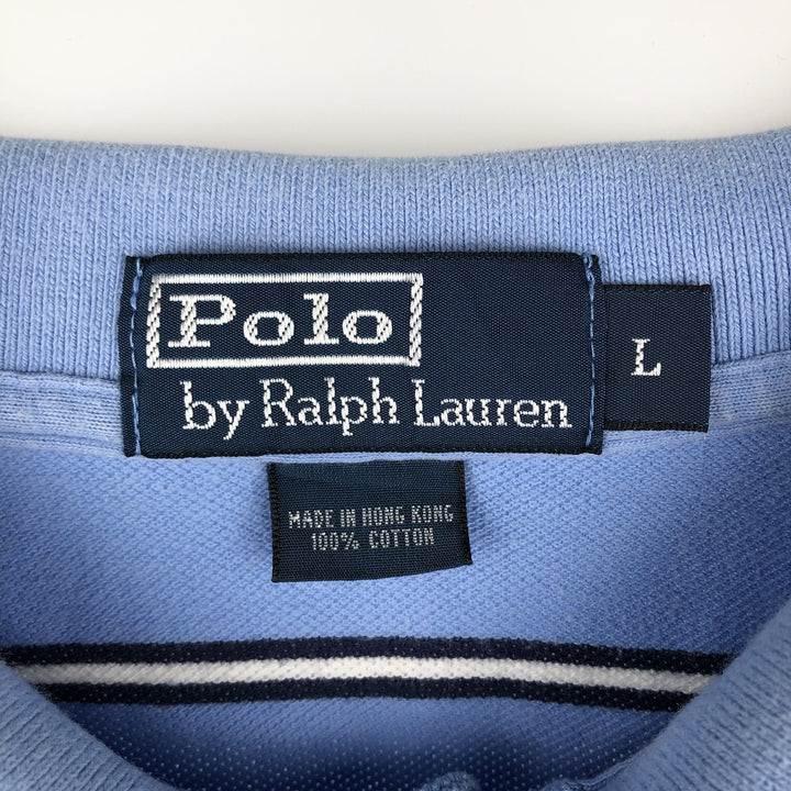 Ralph Lauren POLO by Ralph Lauren short sleeve striped polo shirt, men's size L cotton Blue type light blue Vintage Second Hand