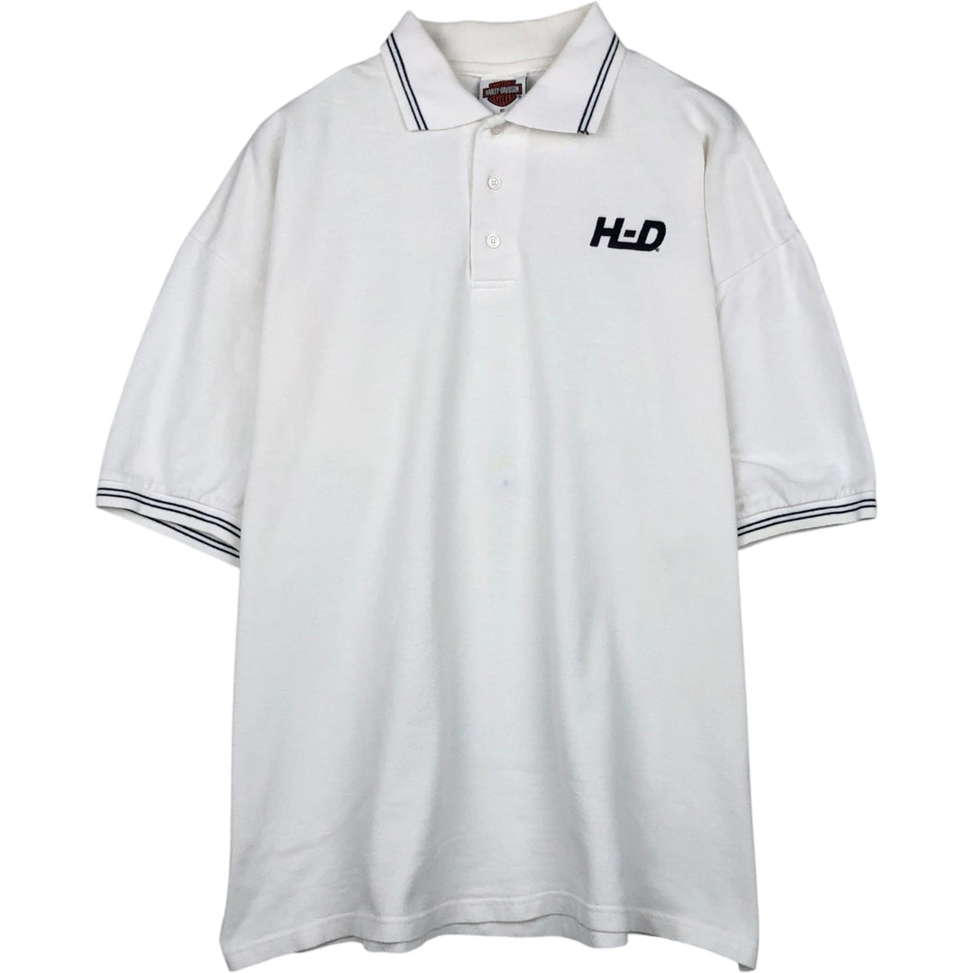 Harley-Davidson short-sleeved polo shirt, men's equivalent to XL cotton white type Vintage Second Hand