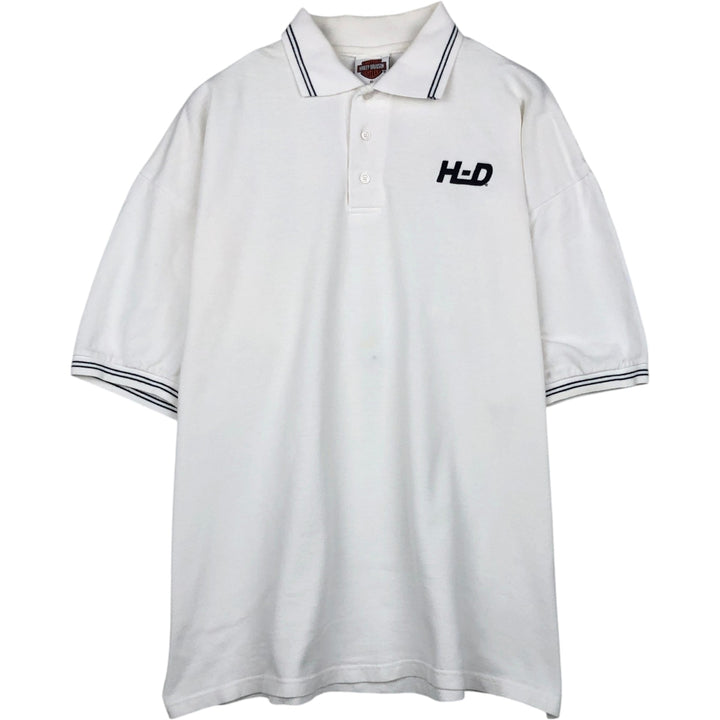 Harley-Davidson short-sleeved polo shirt, men's equivalent to XL cotton white type Vintage Second Hand