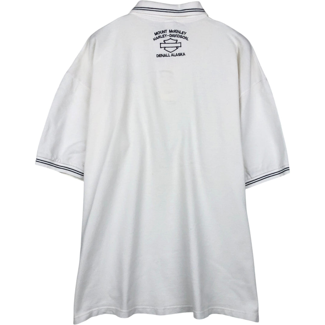 Harley-Davidson short-sleeved polo shirt, men's equivalent to XL cotton white type Vintage Second Hand