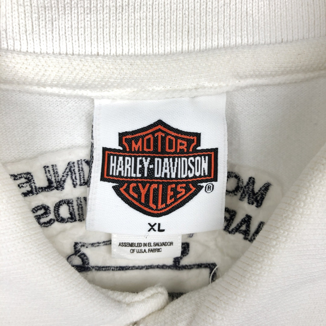 Harley-Davidson short-sleeved polo shirt, men's equivalent to XL cotton white type Vintage Second Hand