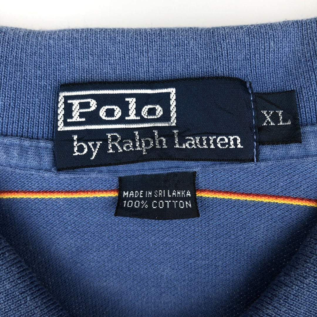 Ralph Lauren POLO by Ralph Lauren Multi-border short sleeve striped polo shirt Men's XL size cotton blue type Vintage Second Hand