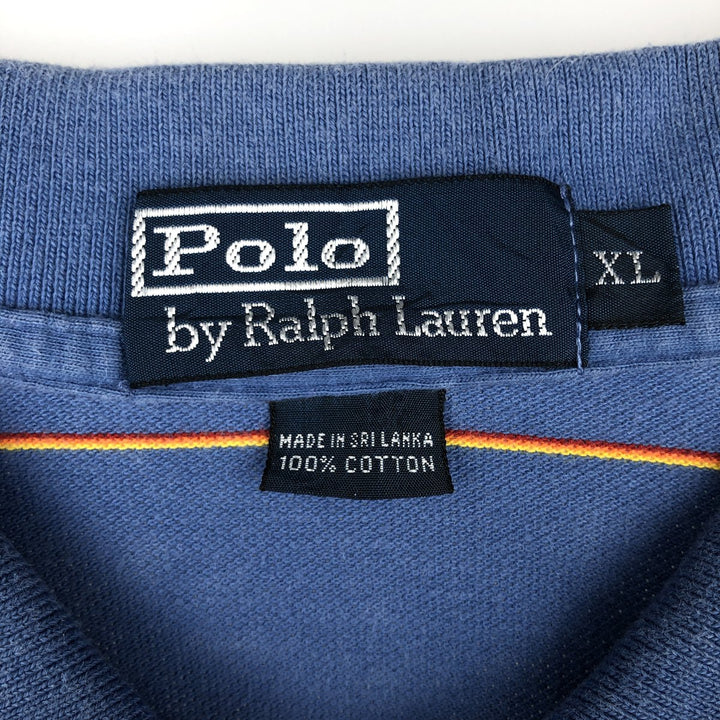 Ralph Lauren POLO by Ralph Lauren Multi-border short sleeve striped polo shirt Men's XL size cotton blue type Vintage Second Hand