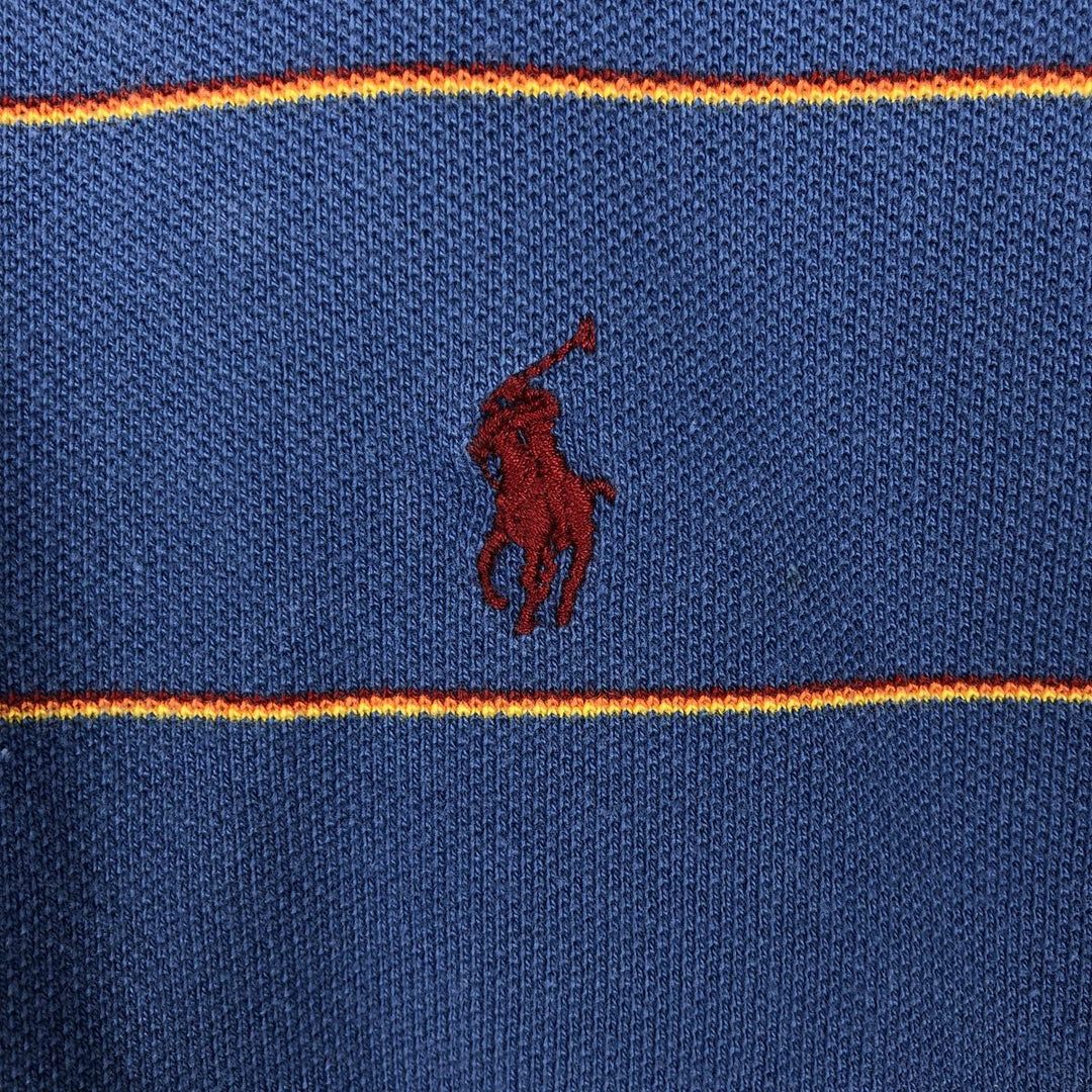 Ralph Lauren POLO by Ralph Lauren Multi-border short sleeve striped polo shirt Men's XL size cotton blue type Vintage Second Hand