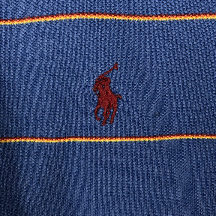 Ralph Lauren POLO by Ralph Lauren Multi-border short sleeve striped polo shirt Men's XL size cotton blue type Vintage Second Hand