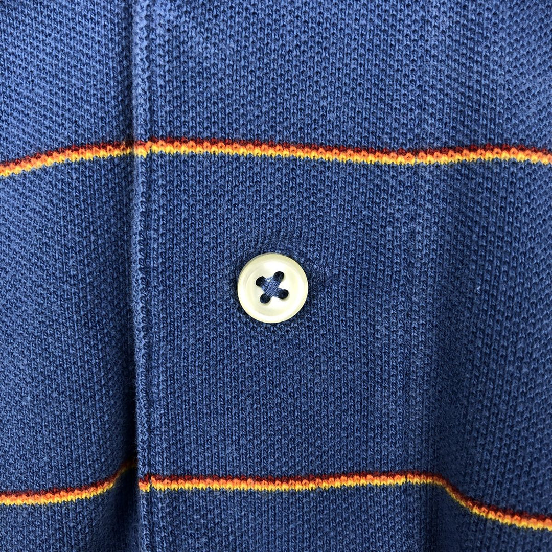 Ralph Lauren POLO by Ralph Lauren Multi-border short sleeve striped polo shirt Men's XL size cotton blue type Vintage Second Hand