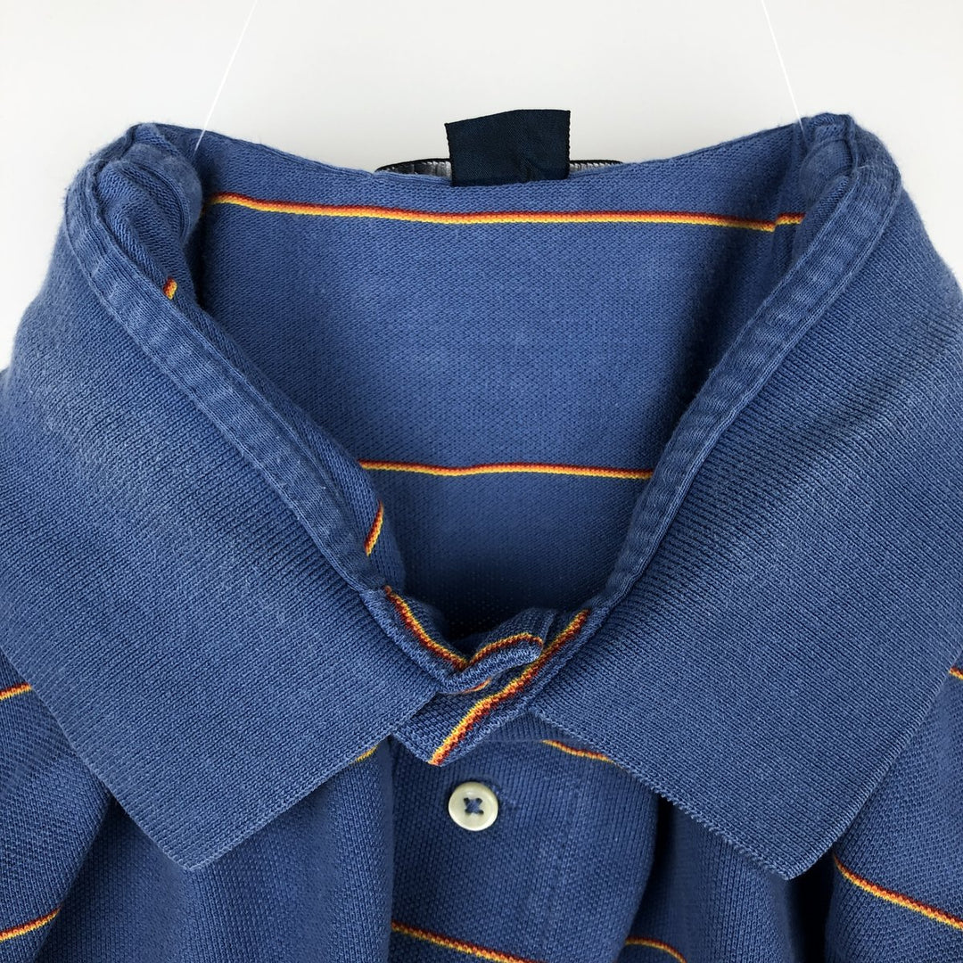 Ralph Lauren POLO by Ralph Lauren Multi-border short sleeve striped polo shirt Men's XL size cotton blue type Vintage Second Hand