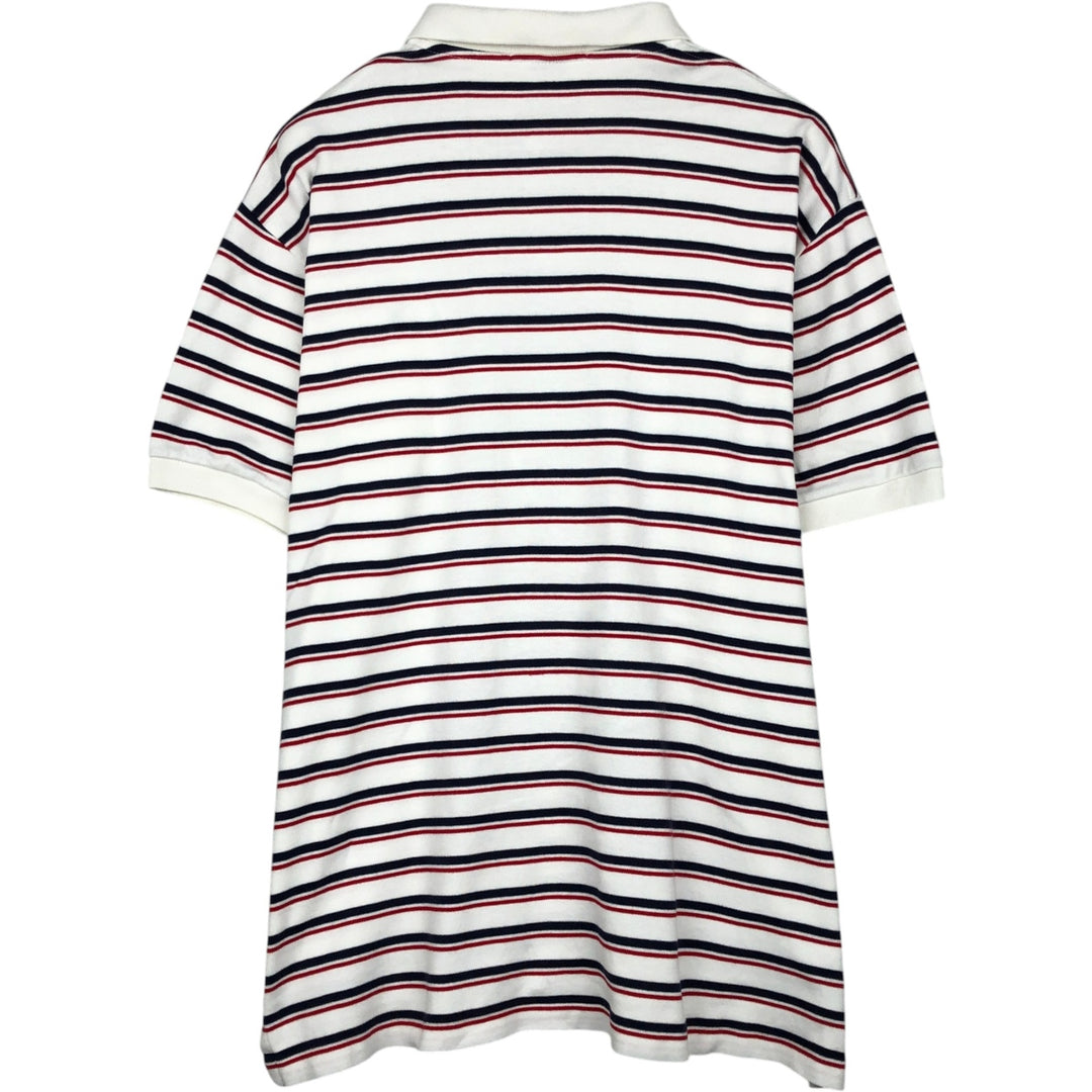 Ralph Lauren POLO by Ralph Lauren Multi-border short sleeve striped polo shirt Men's size L cotton white type Vintage Second Hand