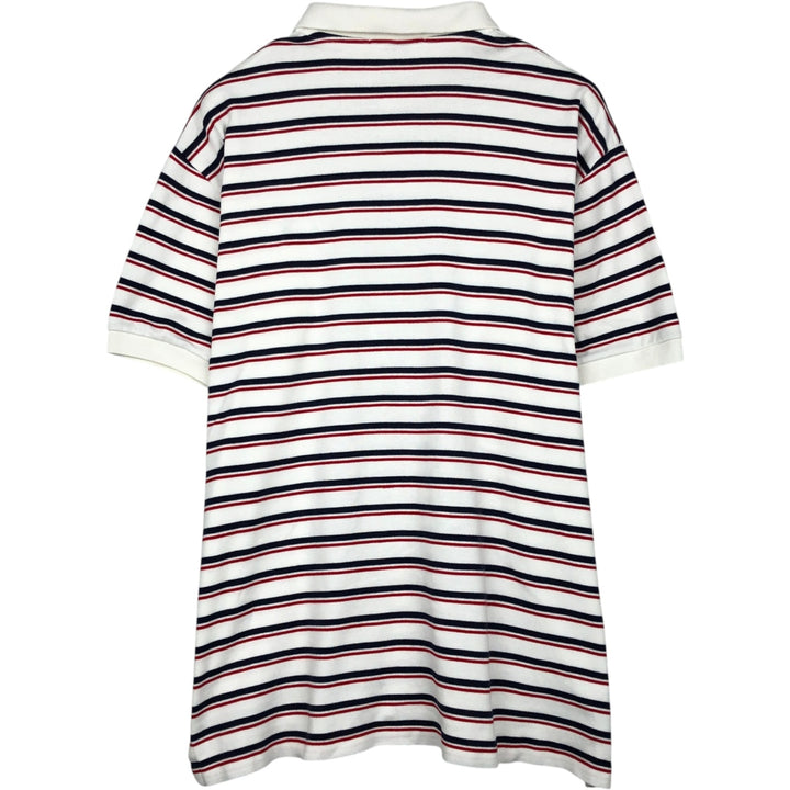 Ralph Lauren POLO by Ralph Lauren Multi-border short sleeve striped polo shirt Men's size L cotton white type Vintage Second Hand