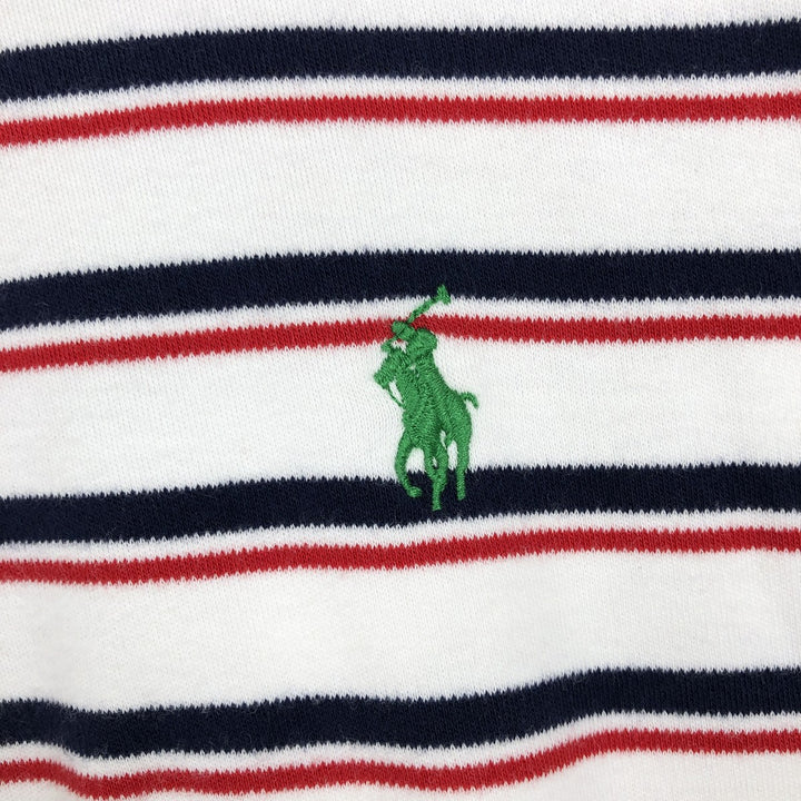 Ralph Lauren POLO by Ralph Lauren Multi-border short sleeve striped polo shirt Men's size L cotton white type Vintage Second Hand
