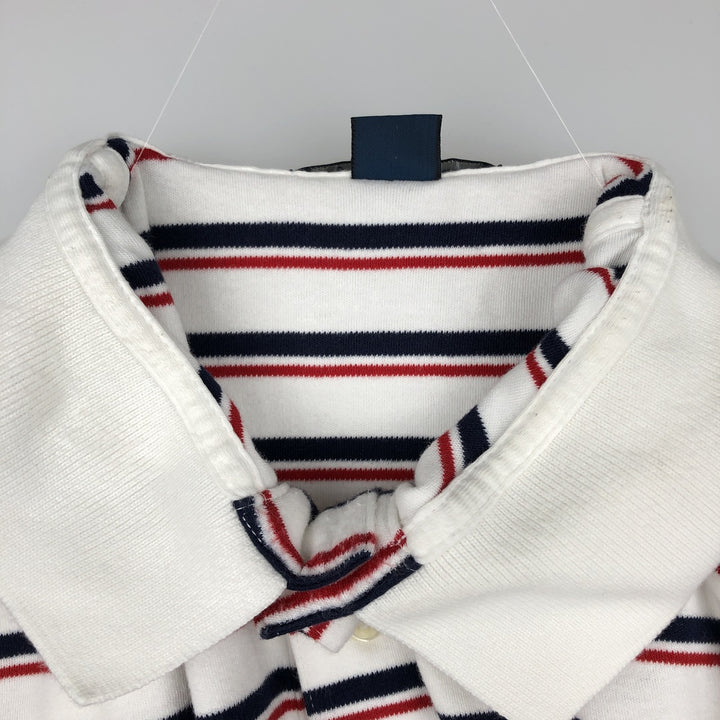 Ralph Lauren POLO by Ralph Lauren Multi-border short sleeve striped polo shirt Men's size L cotton white type Vintage Second Hand