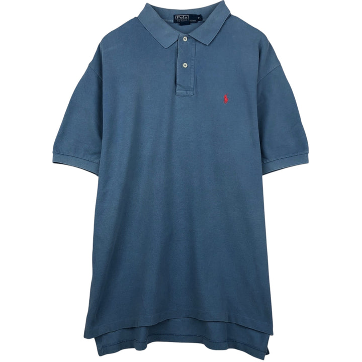 Ralph Lauren POLO by Ralph Lauren short sleeve polo shirt, men's XL size cotton blue type Vintage Second Hand