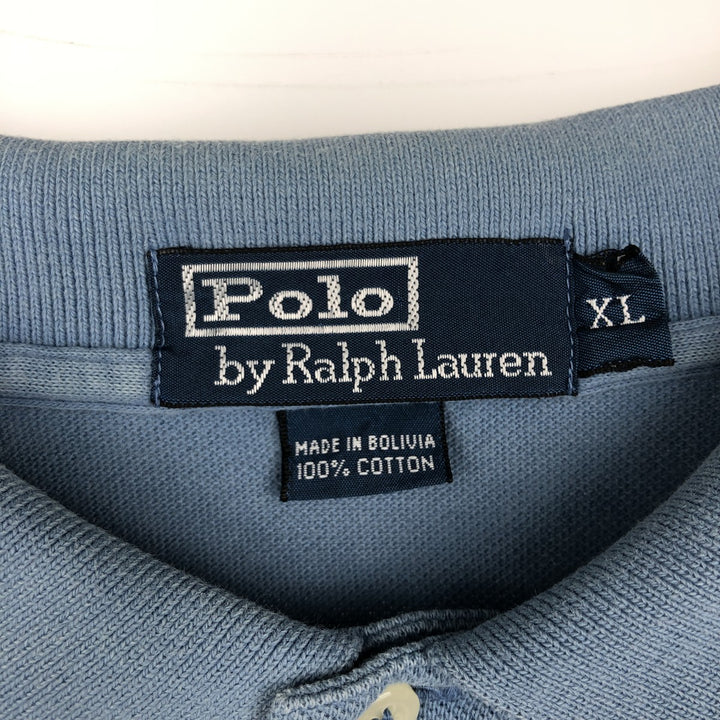 Ralph Lauren POLO by Ralph Lauren short sleeve polo shirt, men's XL size cotton blue type Vintage Second Hand